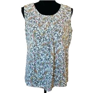 Talbots Women’s Blue Paisley Floral Print Tank Blouse Small